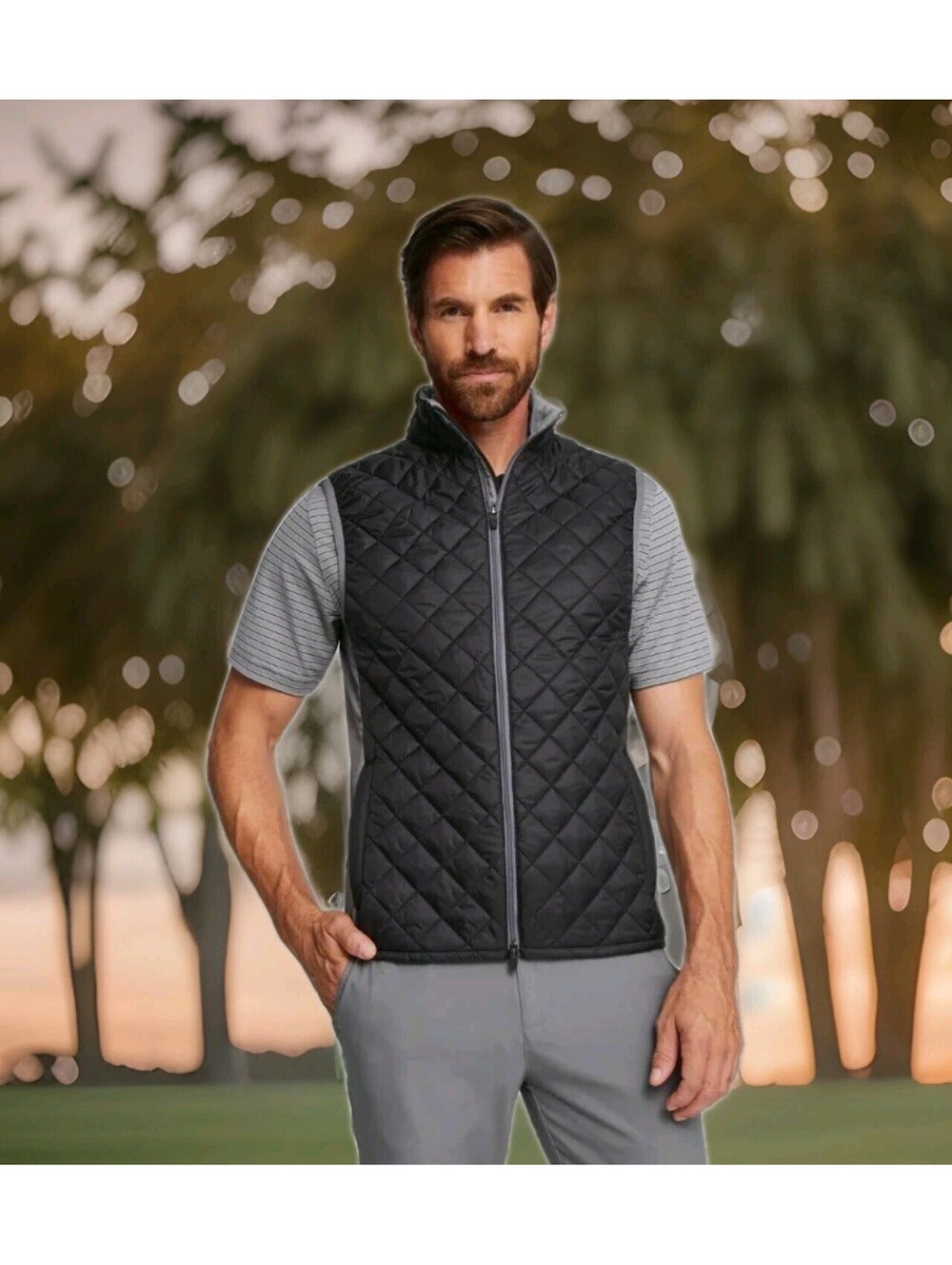 Puma Frost Quilted Primaloft Men's Golf Vest Jacket Black Medium Rare Sample CLR